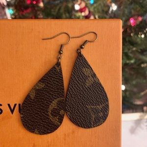 Authentic “up-cycled” Louis Vuitton canvas earrings.